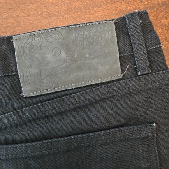 Naked & Famous Denim Black Slim Straight Jeans - Picture 4 of 11